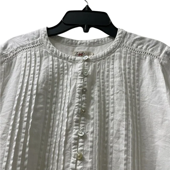 Faherty White Gemina Pintuck Linen Top - Picture 4 of 7